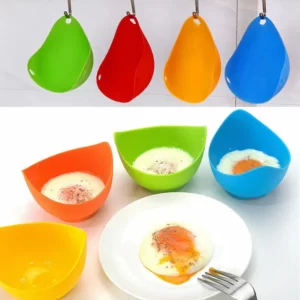  JOUDOO 4pcs Silicone Egg Poaching Cups, Multicolors